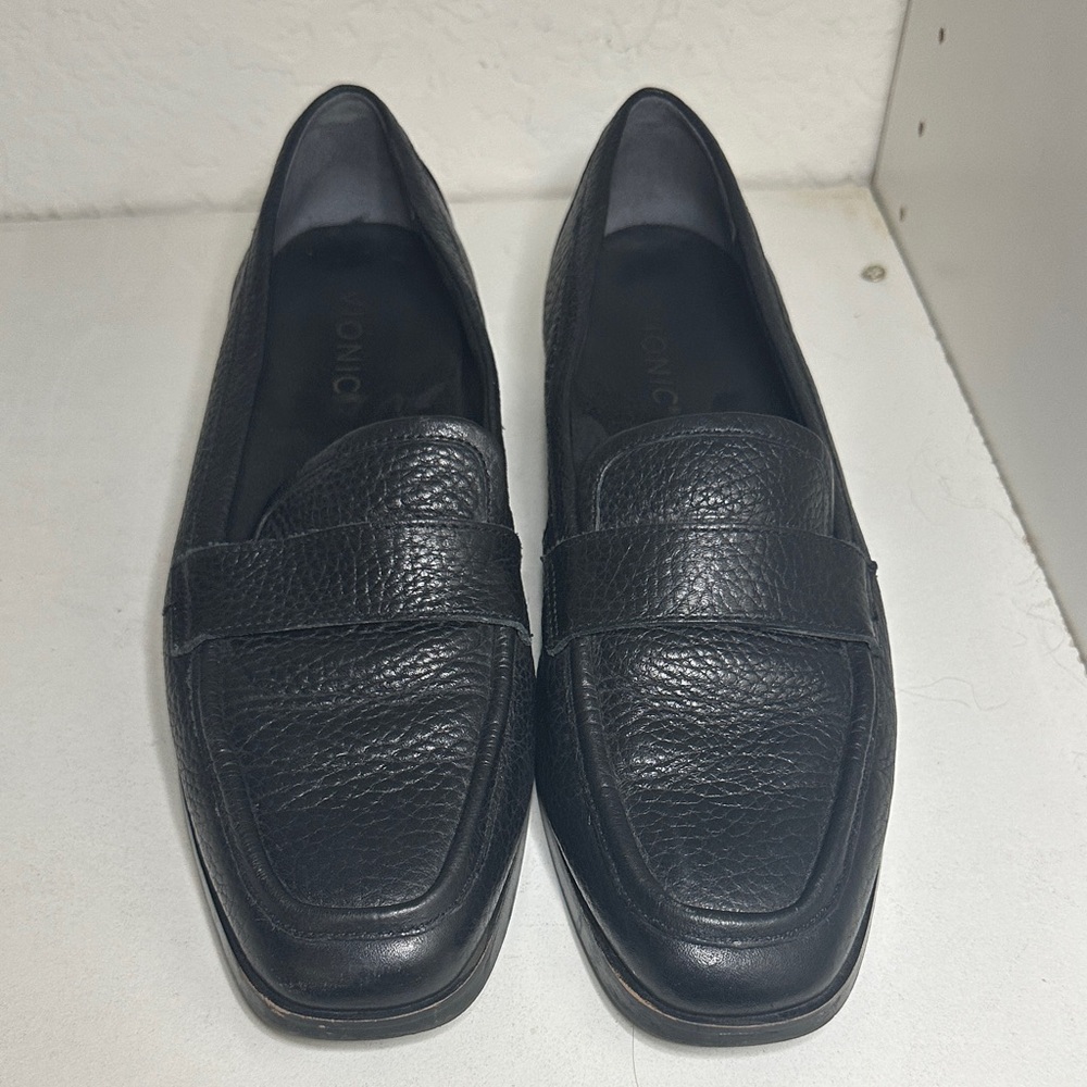 Vionic Black Pebbled Leather Penny Loafers Sellah